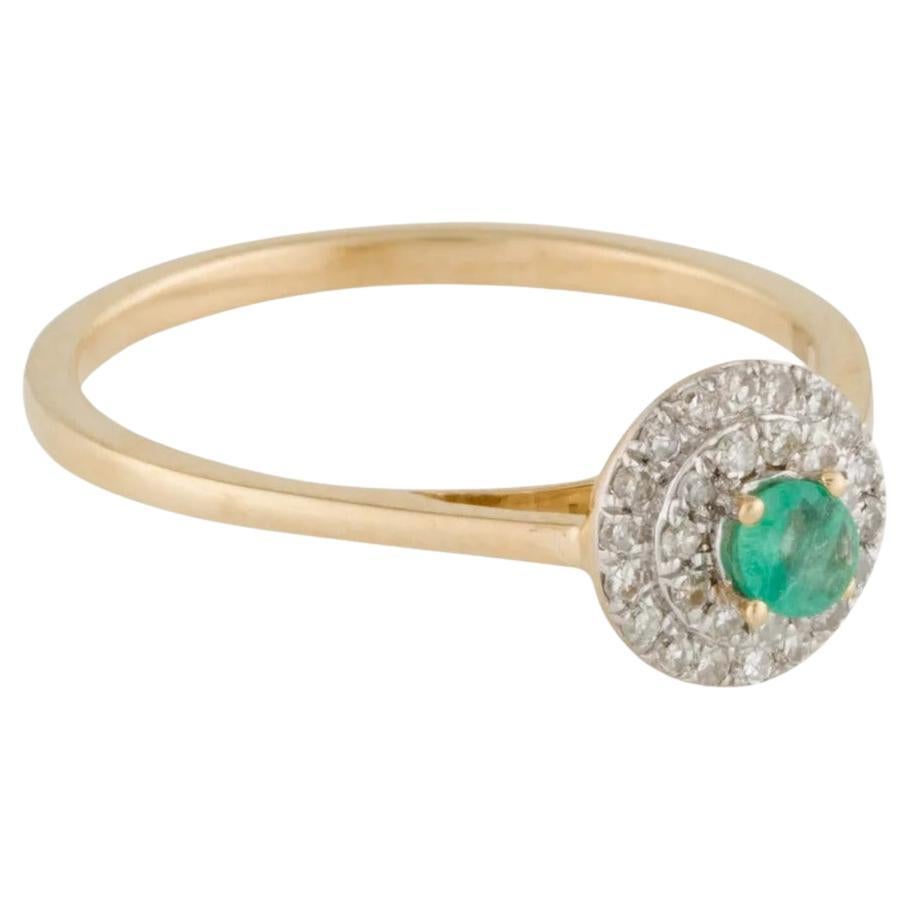 Vintage 14K Emerald Diamond Cocktail Ring Size 6.5 - Fine Jewelry, Luxury Piece For Sale
