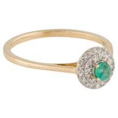 Vintage 14K Emerald Diamond Cocktail Ring Size 6.5 - Fine Jewelry, Luxury Piece