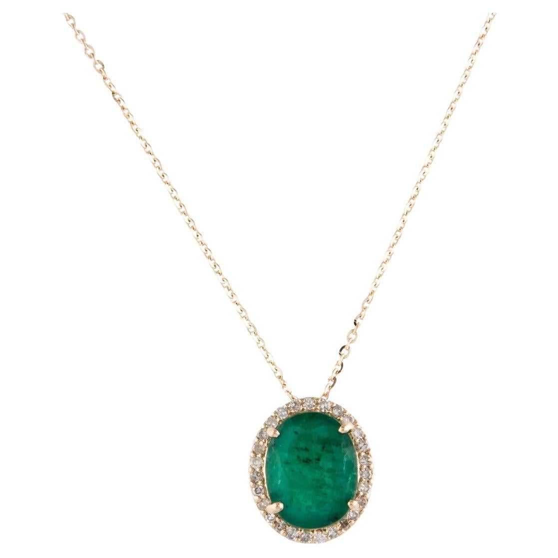 Vintage 14K Emerald & Diamond Pendant Necklace - 1.98ct Stunning Jewelry Piece
