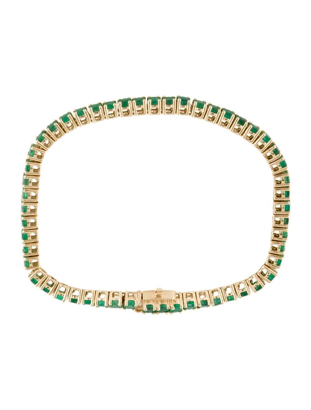Vintage 14K Emerald Link Bracelet - 5.10ctw, Green Gemstone, Period Jewelry In New Condition For Sale In Holtsville, NY