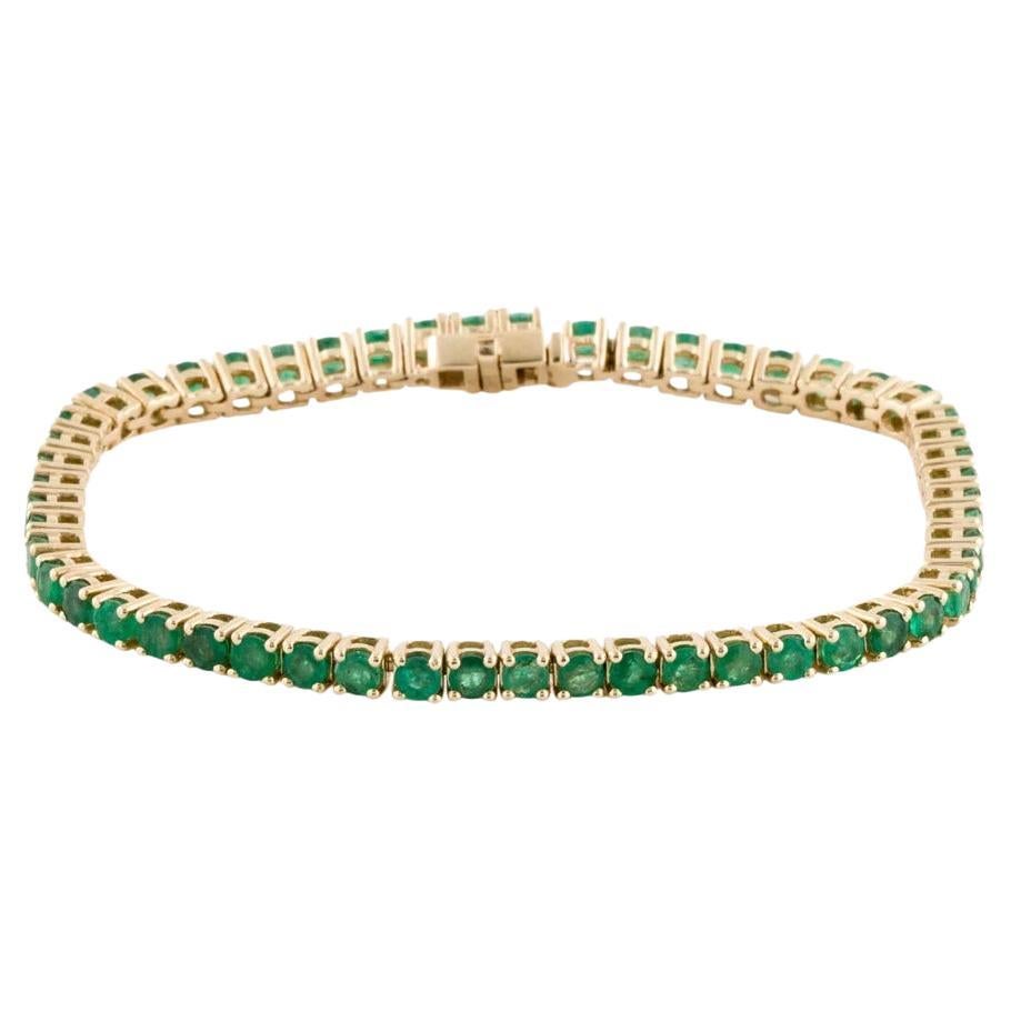 Vintage 14K Emerald Link Bracelet - 5.10ctw, Green Gemstone, Period Jewelry
