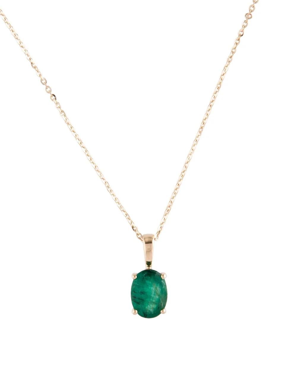 Experience timeless elegance with this exquisite 14K yellow gold pendant necklace featuring a stunning 0.94 carat oval brilliant emerald. Crafted to perfection, this piece radiates sophistication and luxury.

Specifications:

* Metal Type: 14K