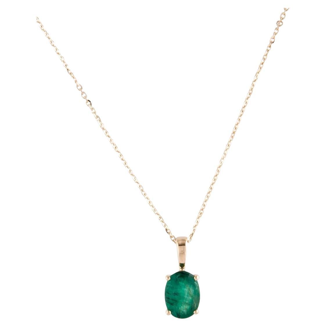 Vintage 14K Emerald Pendant Necklace - Timeless Elegance & Luxury Jewelry For Sale
