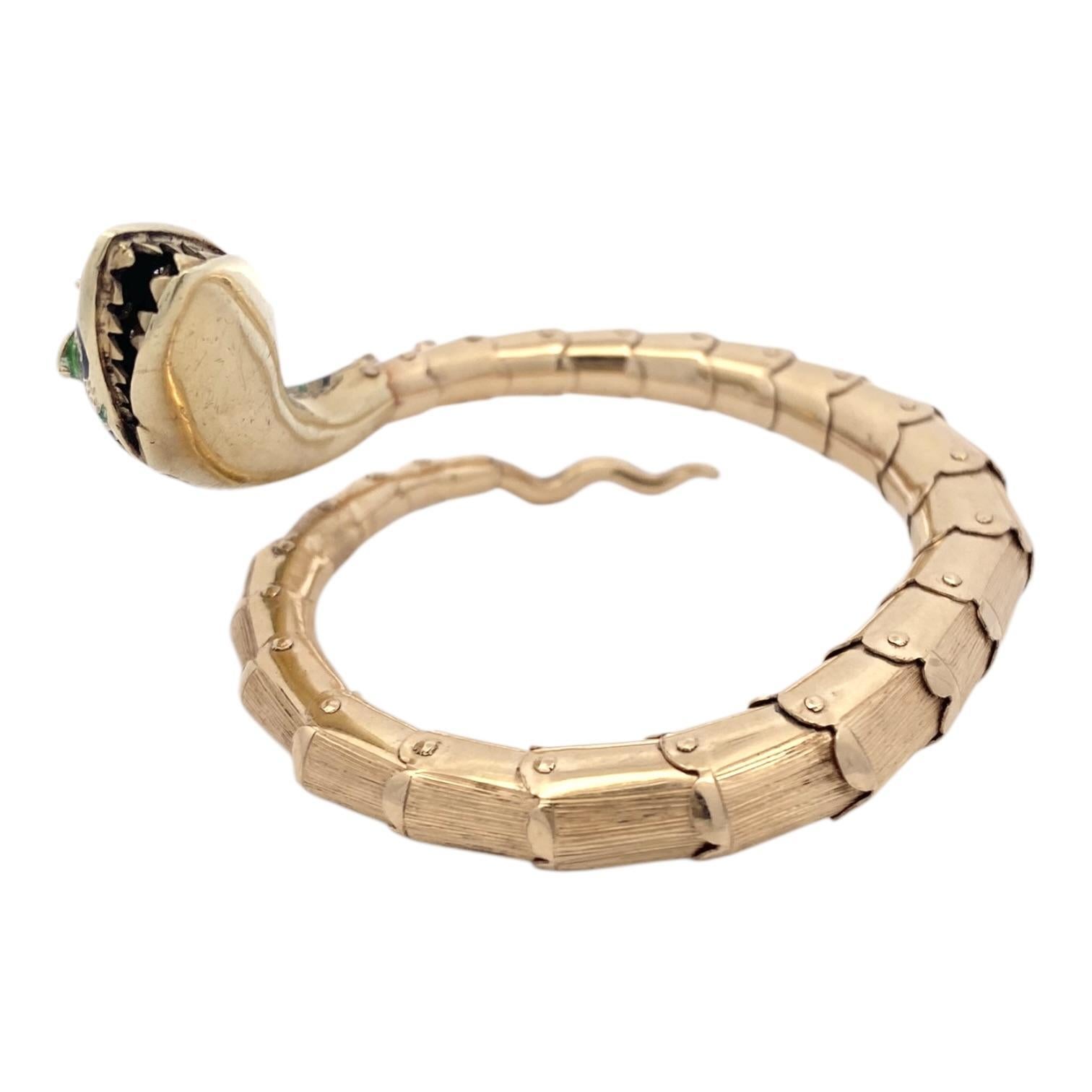 Bracciale a serpente articolato con smalto e diamanti d'epoca 14K In condizioni buone in vendita a Henderson, NV