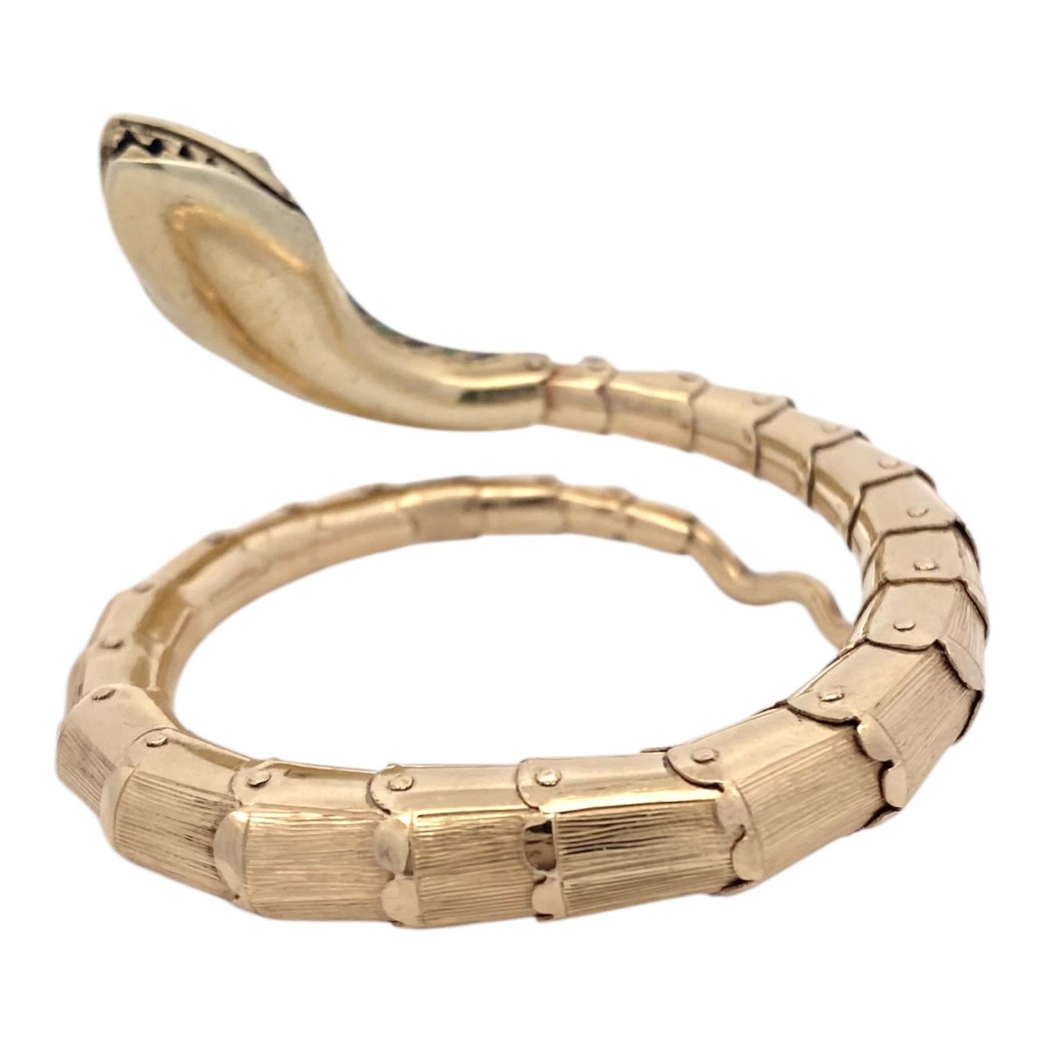 Donna Bracciale a serpente articolato con smalto e diamanti d'epoca 14K in vendita