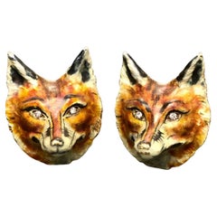 Vintage 14k Enamel Diamond Fox Cufflinks
