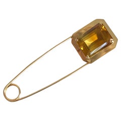 Vintage 14K Extra Large Citrine Safety Pin