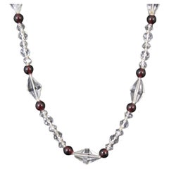 Collana d'epoca in granato e cristallo 14K di 33 pollici