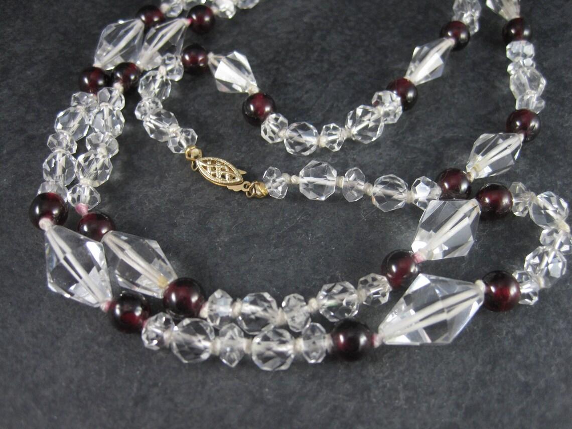 Collana d'epoca in granato e cristallo 14K di 33 pollici In condizioni ottime in vendita a Webster, SD
