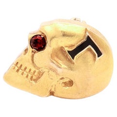 Vintage 14K, Garnet, and Enamel Gamma Fraternal Skull Pin Vintage 14K, Garnet, and Enamel Gamma Fraternal Skull Pin