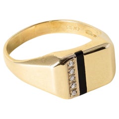 Vintage 14K Gents Diamond and Onyx Ring Band