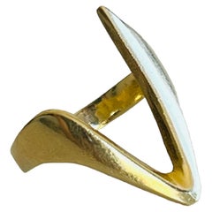 Vintage 14k Geometric Minimalist Chevron V Shaped Architectural Ring
