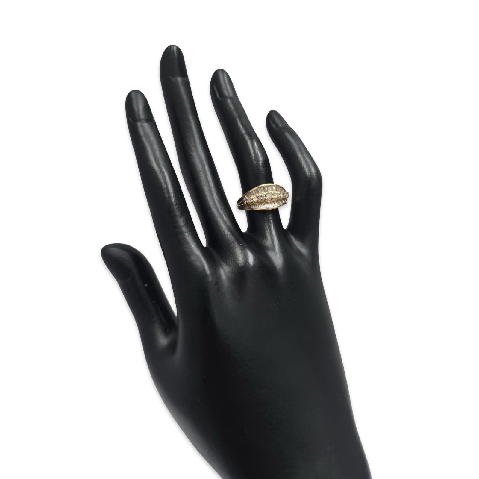 Vintage 14K Gold 0.65ct VS Diamond Multi-Row Rope Dome Ring Excellent état - En vente à Miami, FL