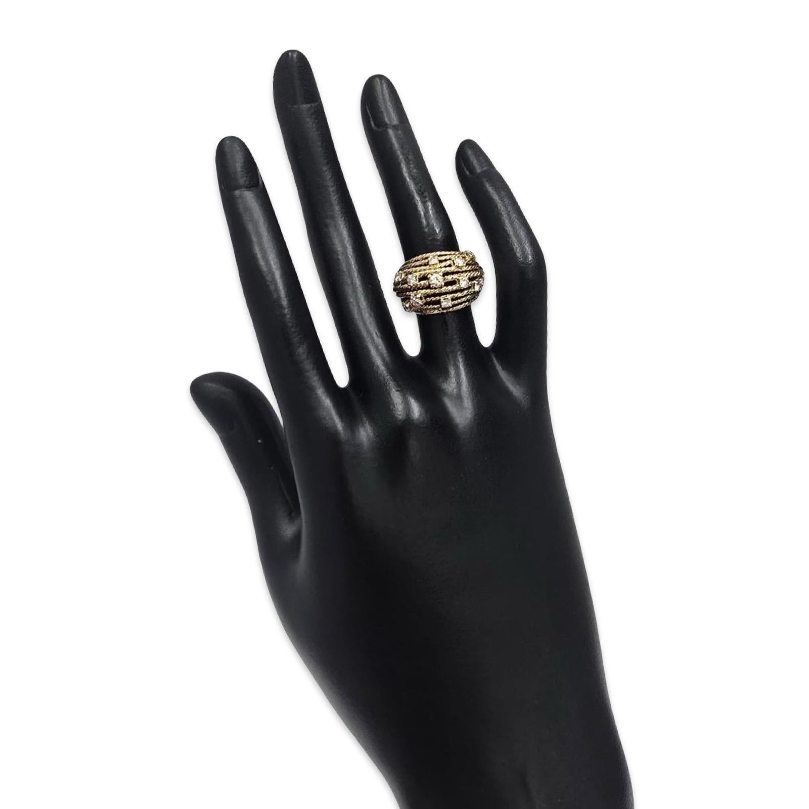 Vintage 14K Gold 0.65ct VS Diamond Multi-Row Rope Dome Ring Pour femmes en vente