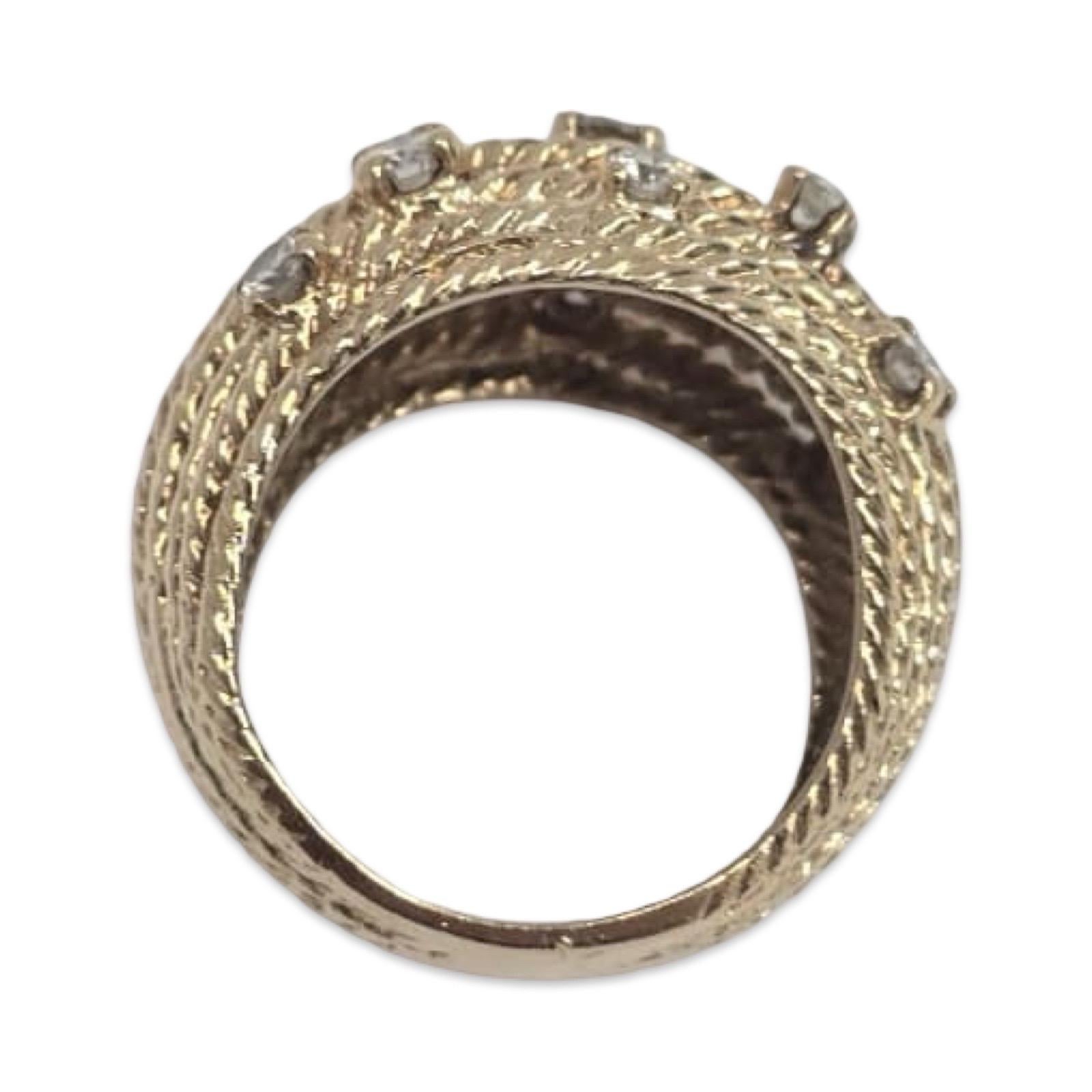Vintage 14K Gold 0.65ct VS Diamond Multi-Row Rope Dome Ring en vente 2