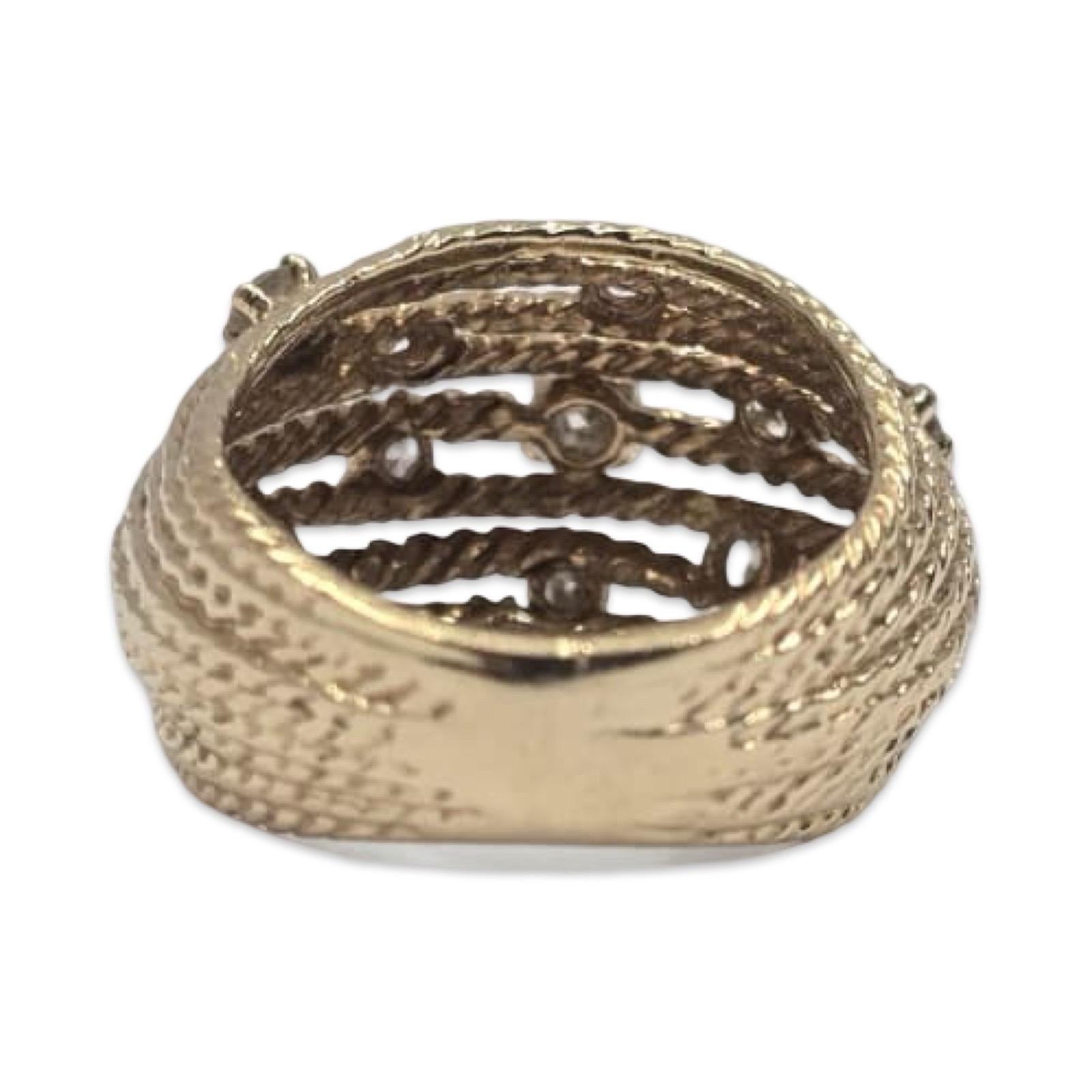 Vintage 14K Gold 0.65ct VS Diamond Multi-Row Rope Dome Ring en vente 3