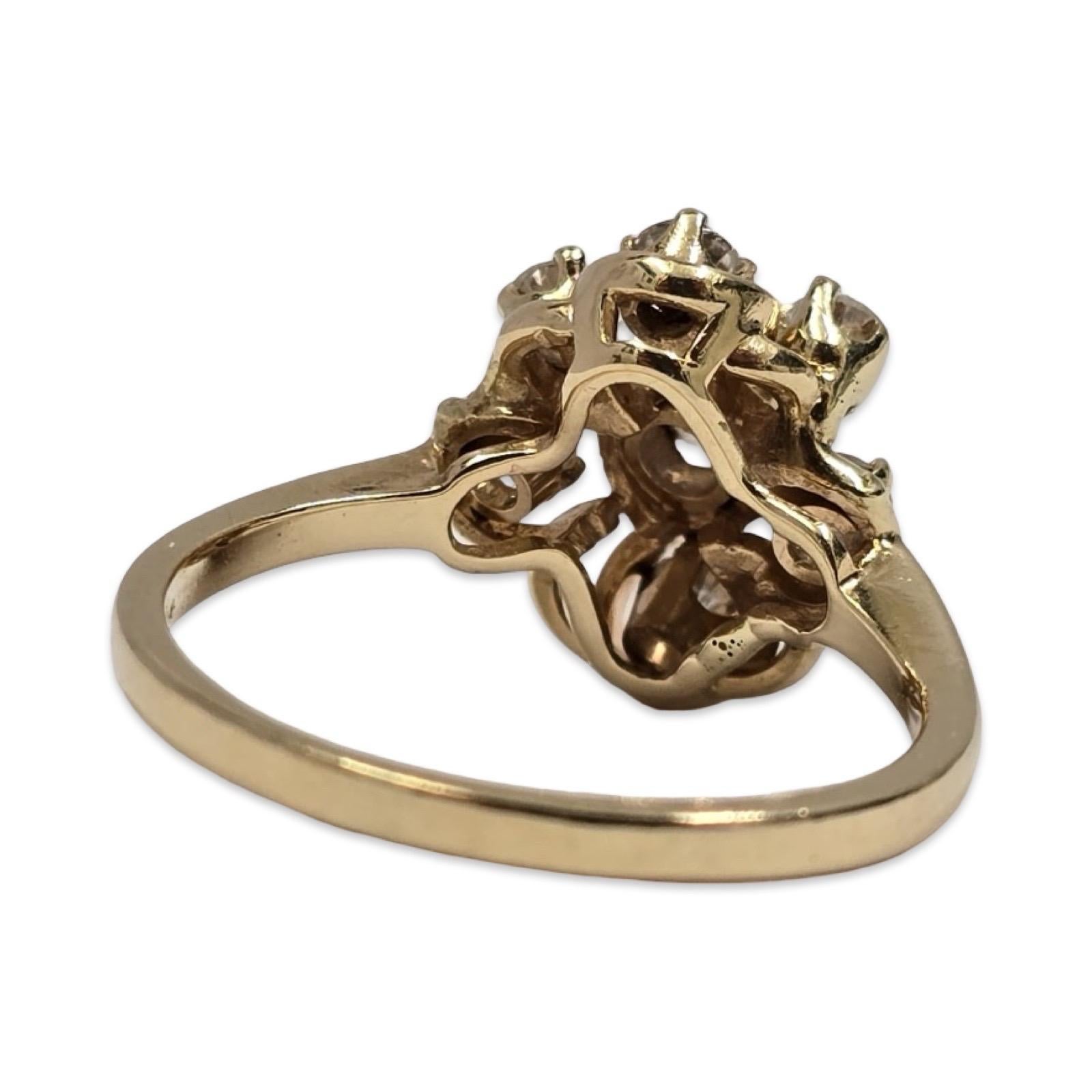 da uomo o donna Anello Vintage in oro 14K con diamante da 1,00tcw a grappolo in vendita
