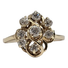 Vintage 14K Gold 1.00tcw Diamant Cluster Ring