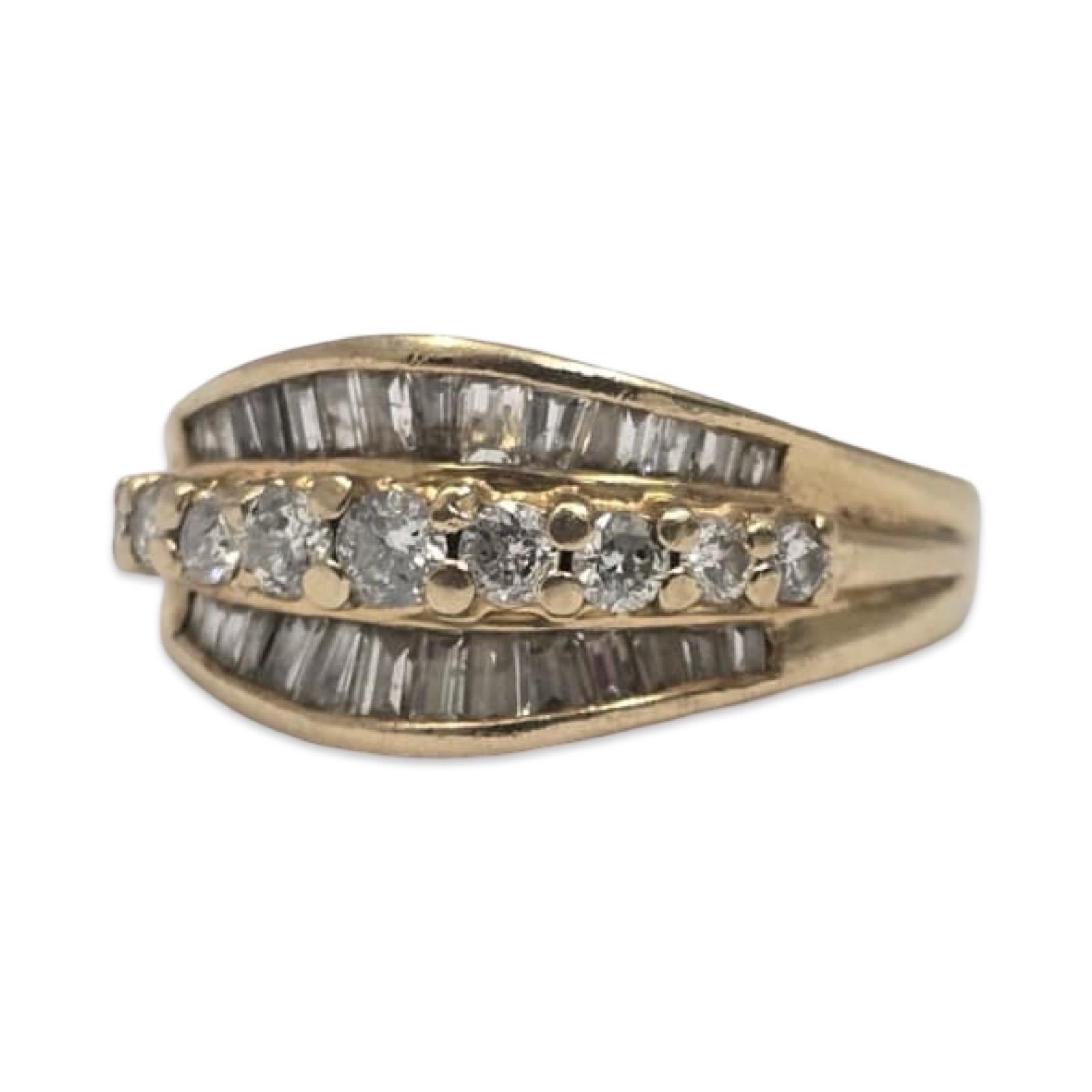 Anello a onda con nastro di diamanti d'epoca in oro 14K da 1,15 carati in vendita 5