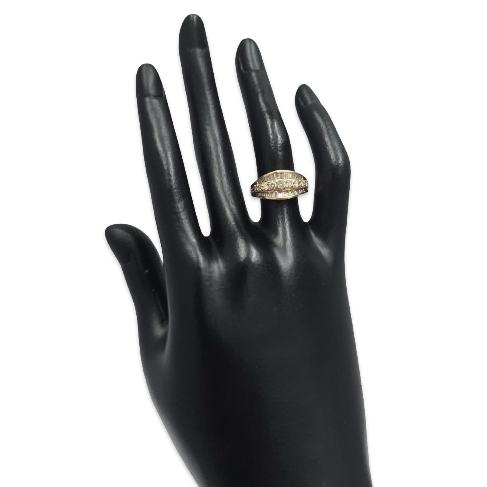 Anello a onda con nastro di diamanti d'epoca in oro 14K da 1,15 carati in vendita 1