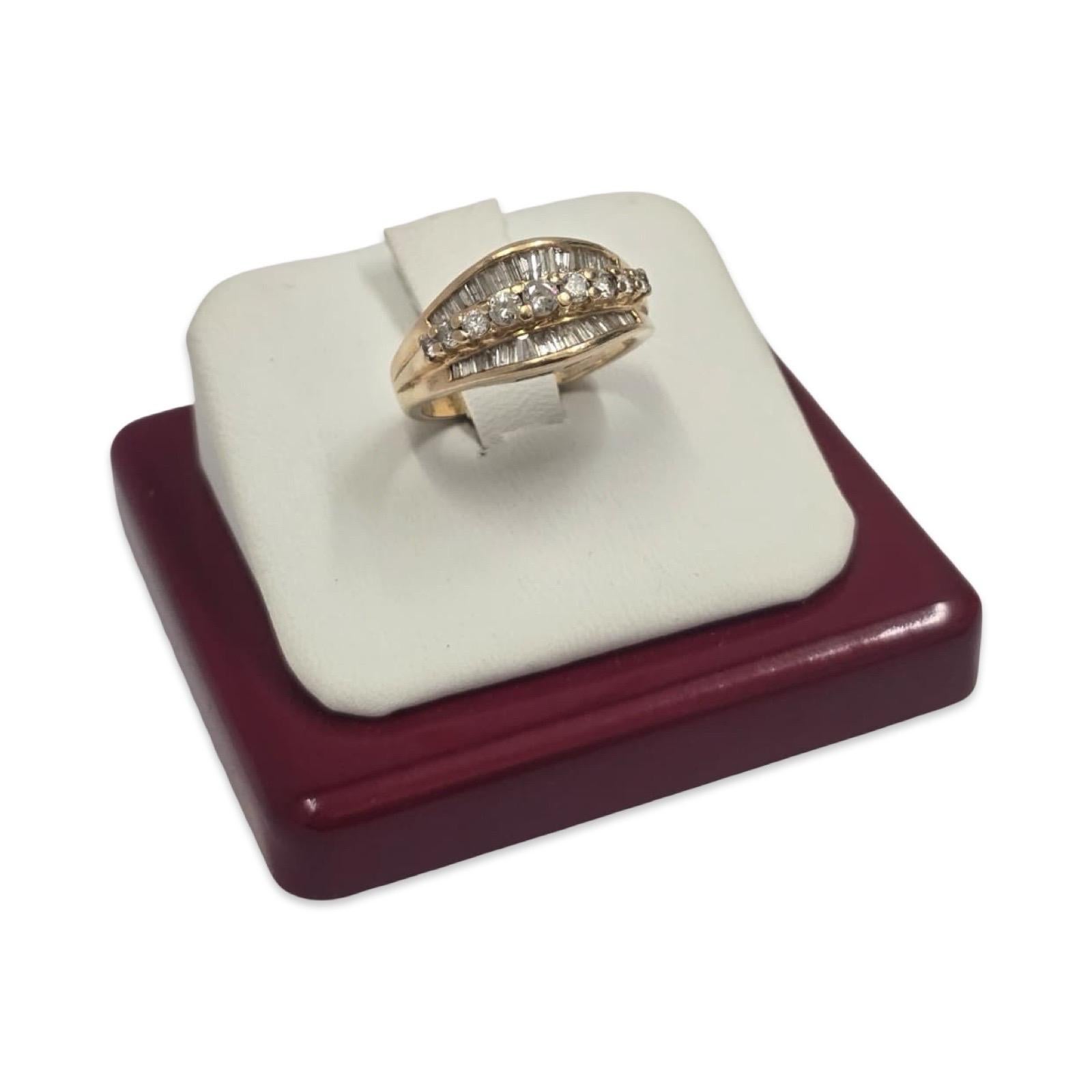 Anello a onda con nastro di diamanti d'epoca in oro 14K da 1,15 carati in vendita 3