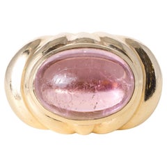 Vintage 14K Gold 12 Carat Pink Tourmaline Cabochon Ring Vintage 14K Gold 12 Carat Pink Tourmaline Cabochon Ring