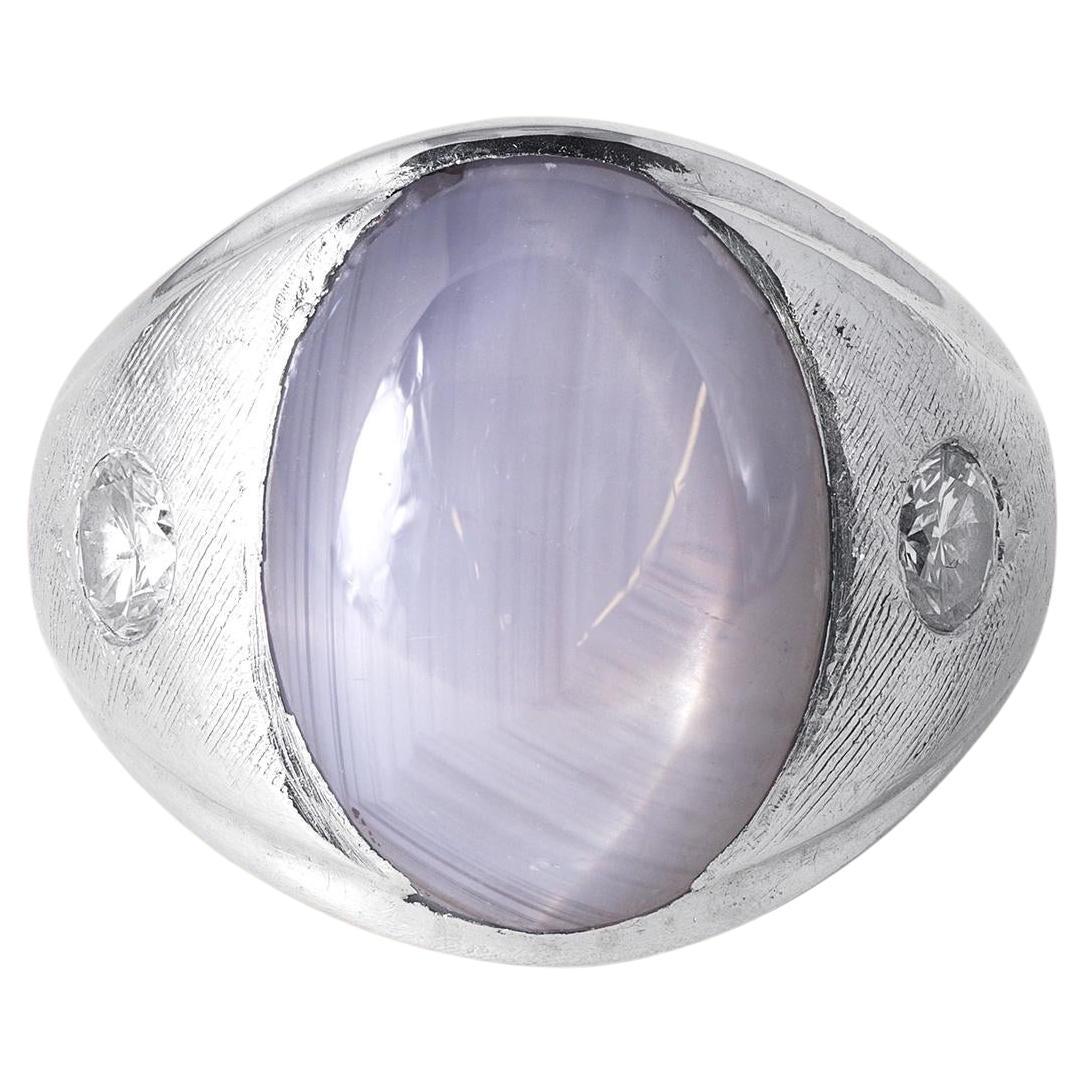 Vintage 14K Gold 13.50 Carat Lavender Star Sapphire Diamond Ring