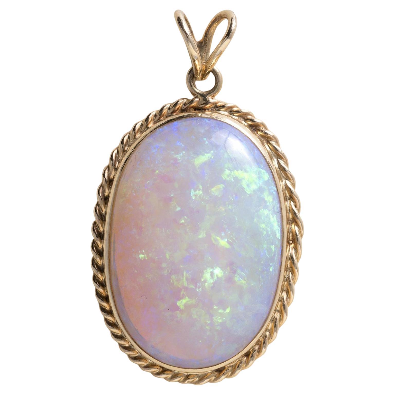 Vintage 14K Gold 15 Carat Opal Bezel Pendentif