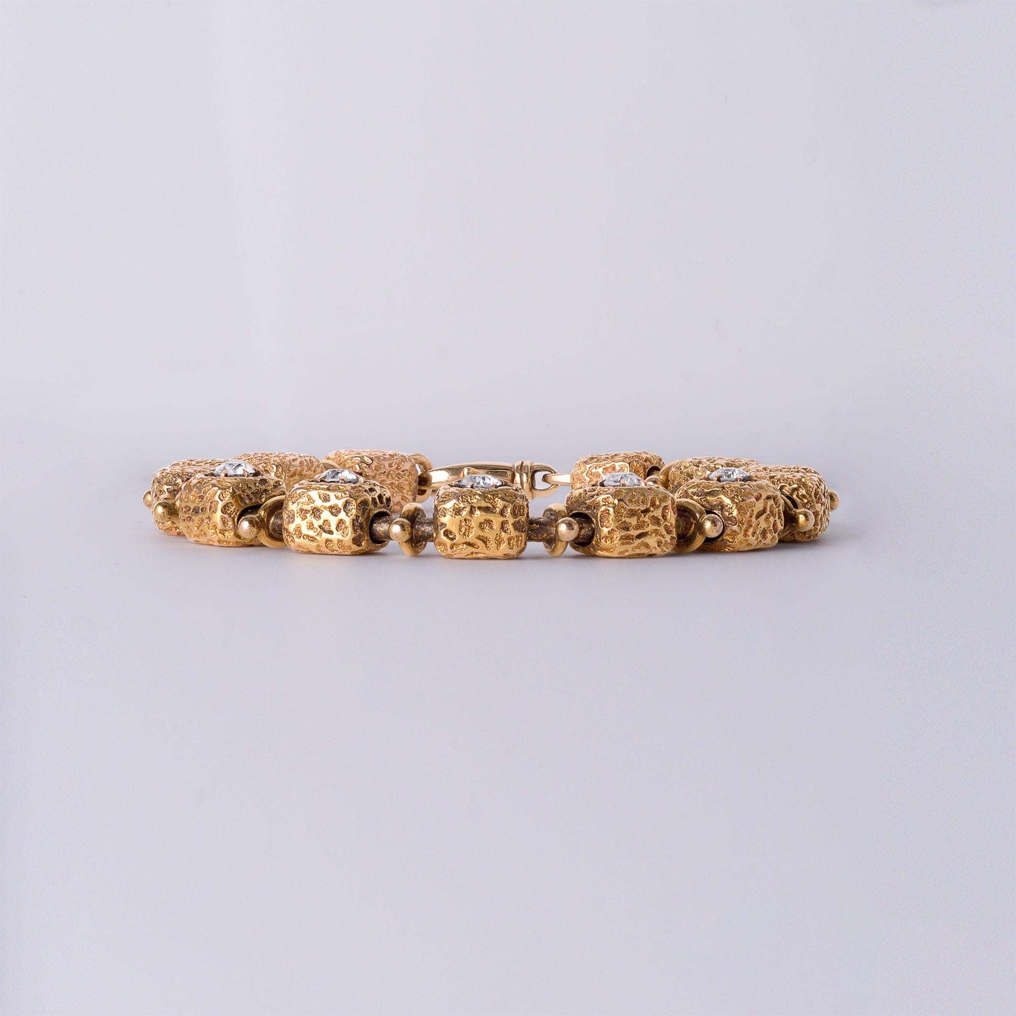 Bracciale d'epoca in oro 14K con diamanti a cubo taglio europeo da 1,50 carati TW in vendita 2