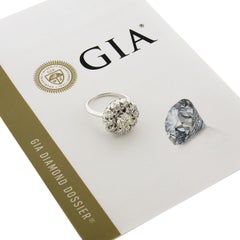 Vintage 14K Gold 1.75ct GIA Fiery Round Brilliant Diamond Cluster Platter Ring