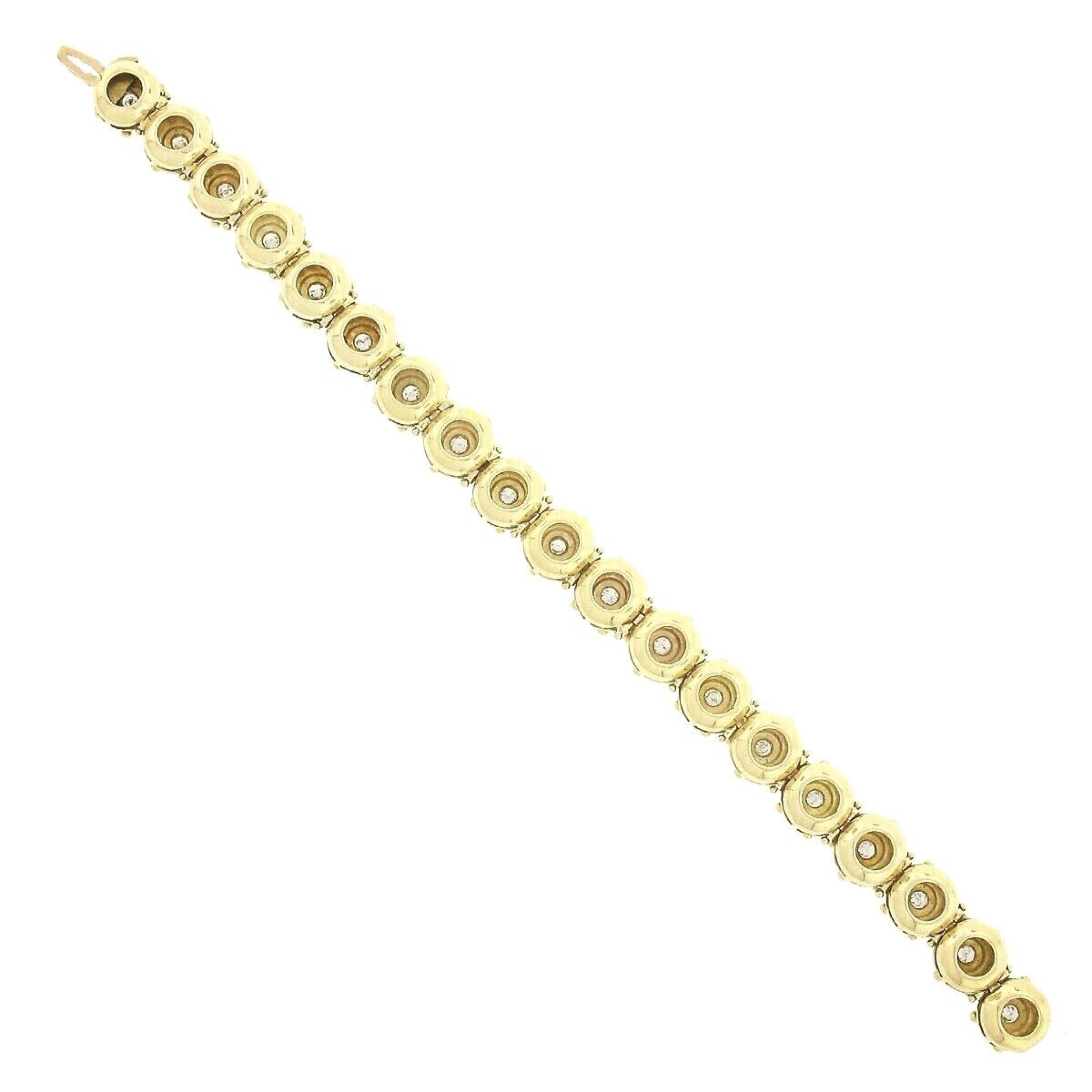 Bracciale vintage in oro 14k con diamante opaco e castone da 1 centesimo, A Link e perline in vendita 1