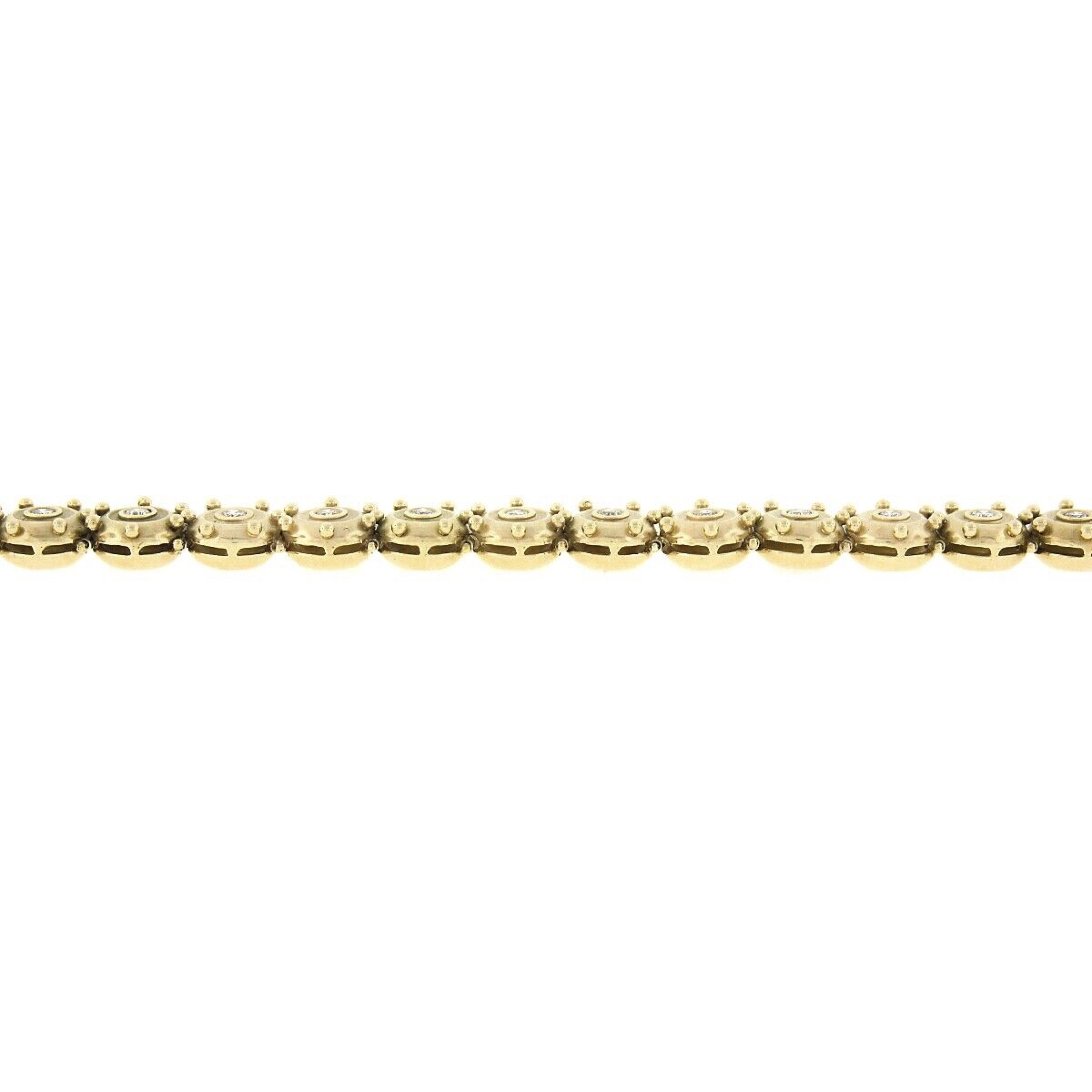 Bracciale vintage in oro 14k con diamante opaco e castone da 1 centesimo, A Link e perline in vendita 2