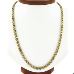 Vintage 14K Gold 20.5" Double Curb Round Open Ring Link Charm Chain Necklace