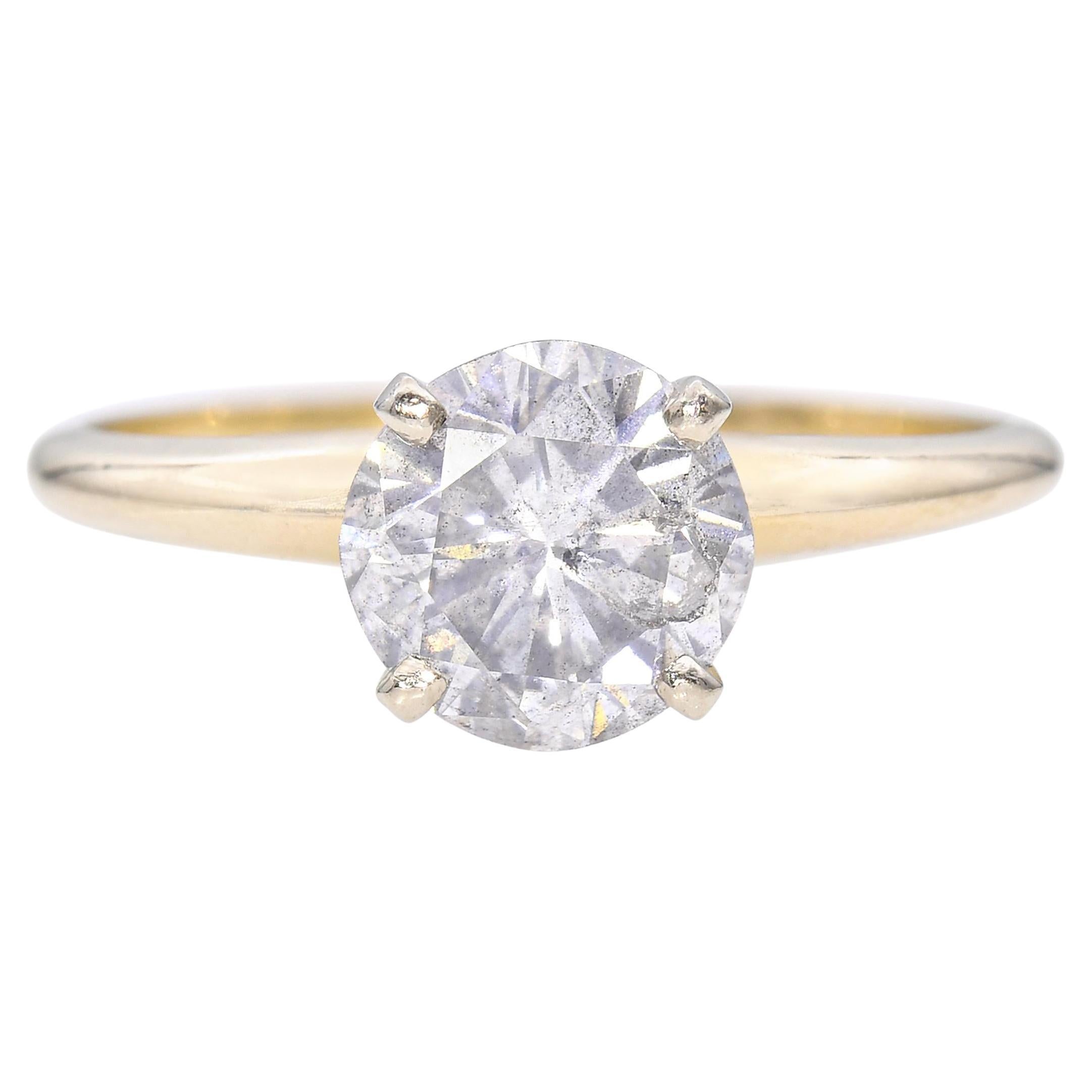 Vintage 14k Gold 2,07ct J I2 Diamant Solitär Ring