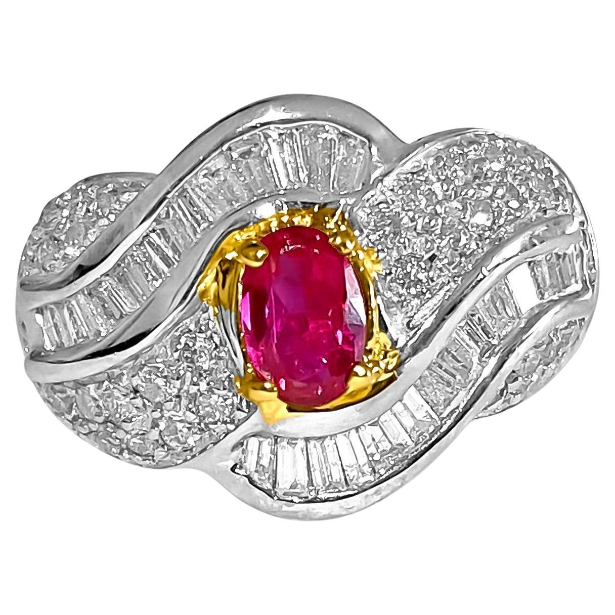 Vintage 14k Gold, 2.70 Carat Ruby & Diamond Ring