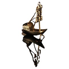 Vintage 14K Gold 3D Sailboat Charm Pendant Detailed Nautical Junk Boat 1.1g