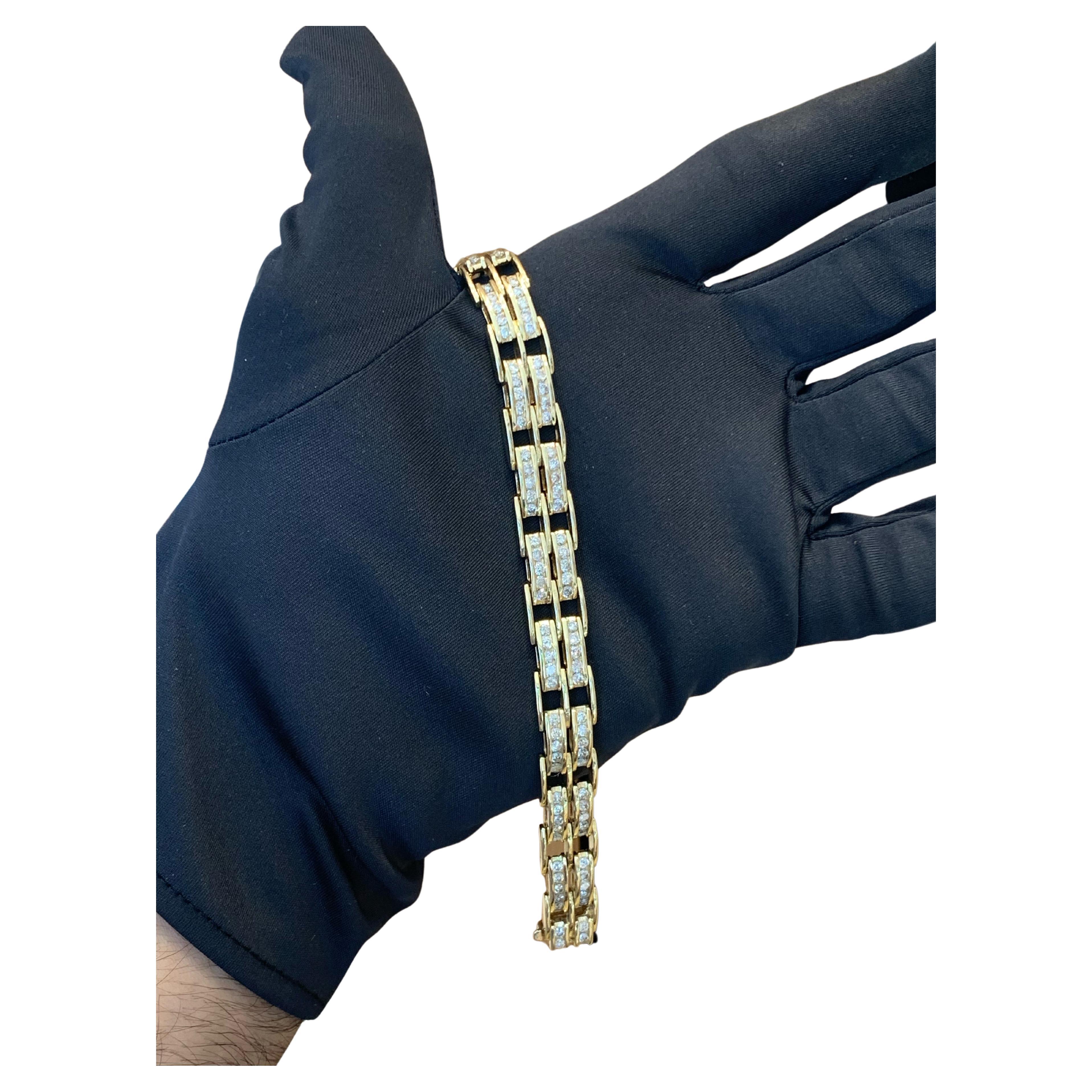 Vintage 14k Gold 5.0 Carat Double-Row Diamond Bracelet