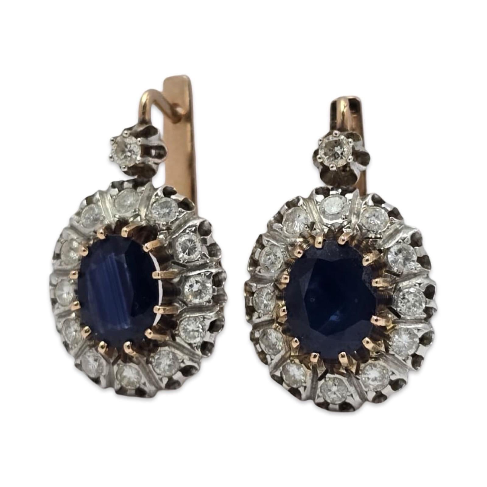 Orecchini a goccia d'epoca in oro 14K con zaffiro blu reale e diamante da 5 carati in vendita 6