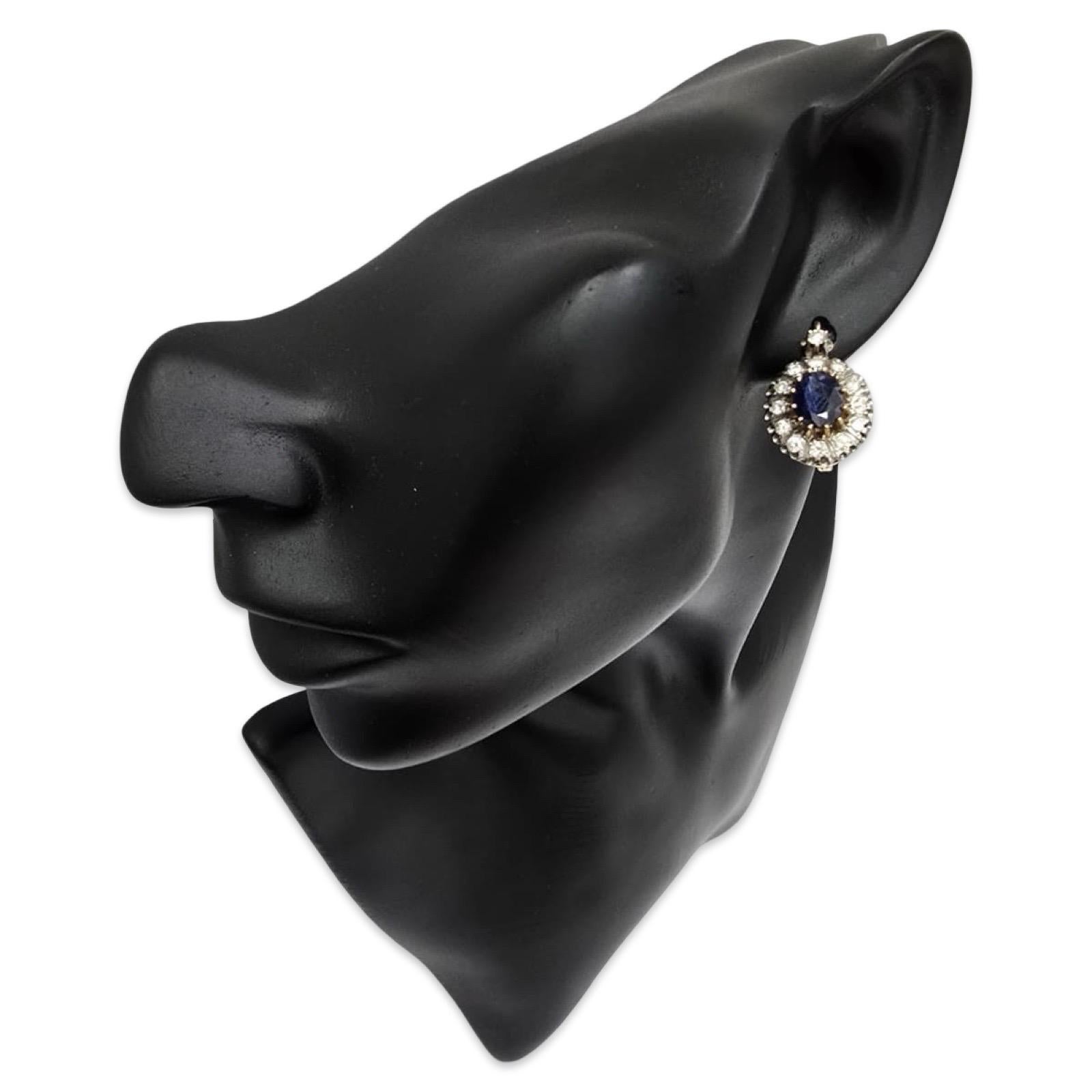Orecchini a goccia d'epoca in oro 14K con zaffiro blu reale e diamante da 5 carati in vendita 8
