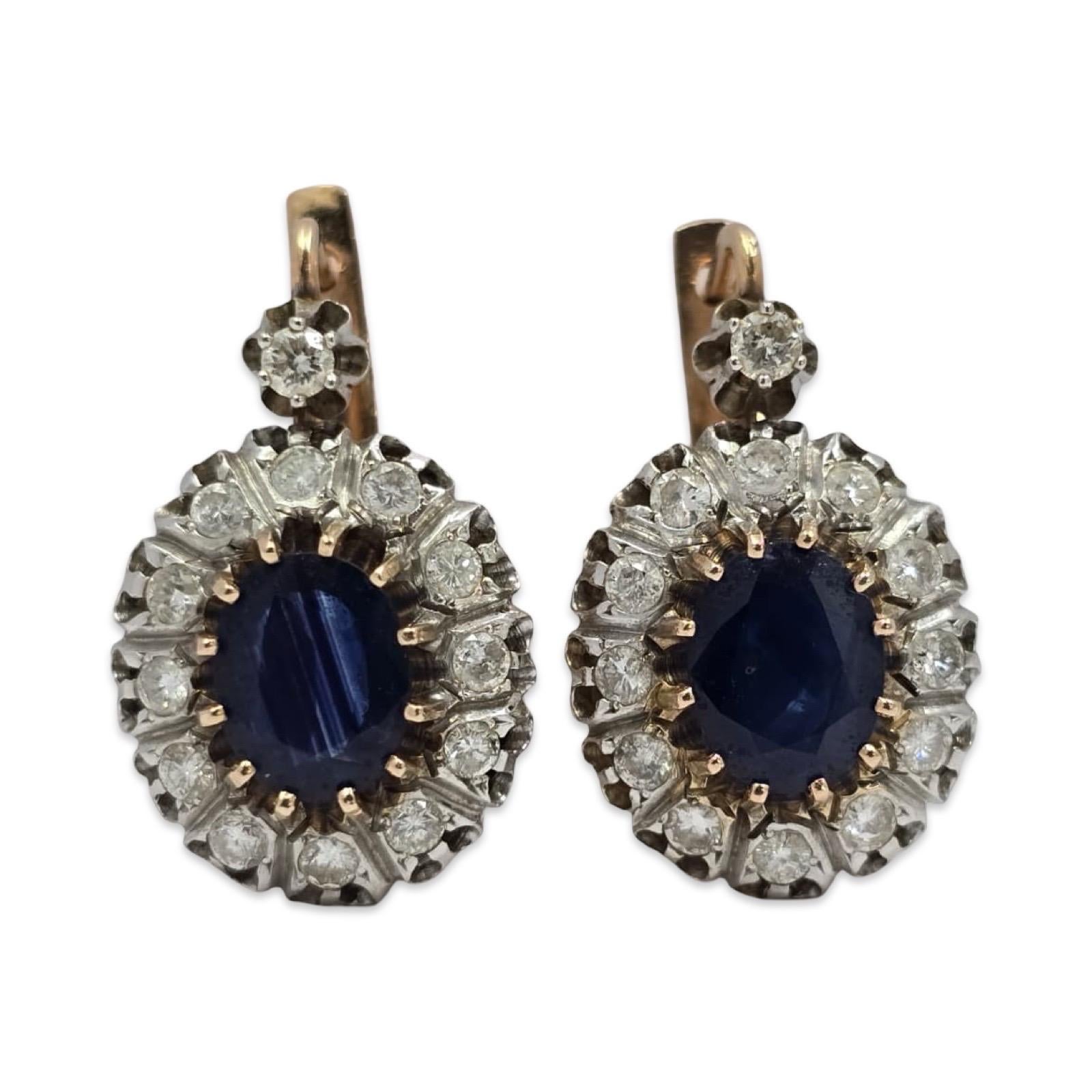 Orecchini a goccia d'epoca in oro 14K con zaffiro blu reale e diamante da 5 carati in vendita 9