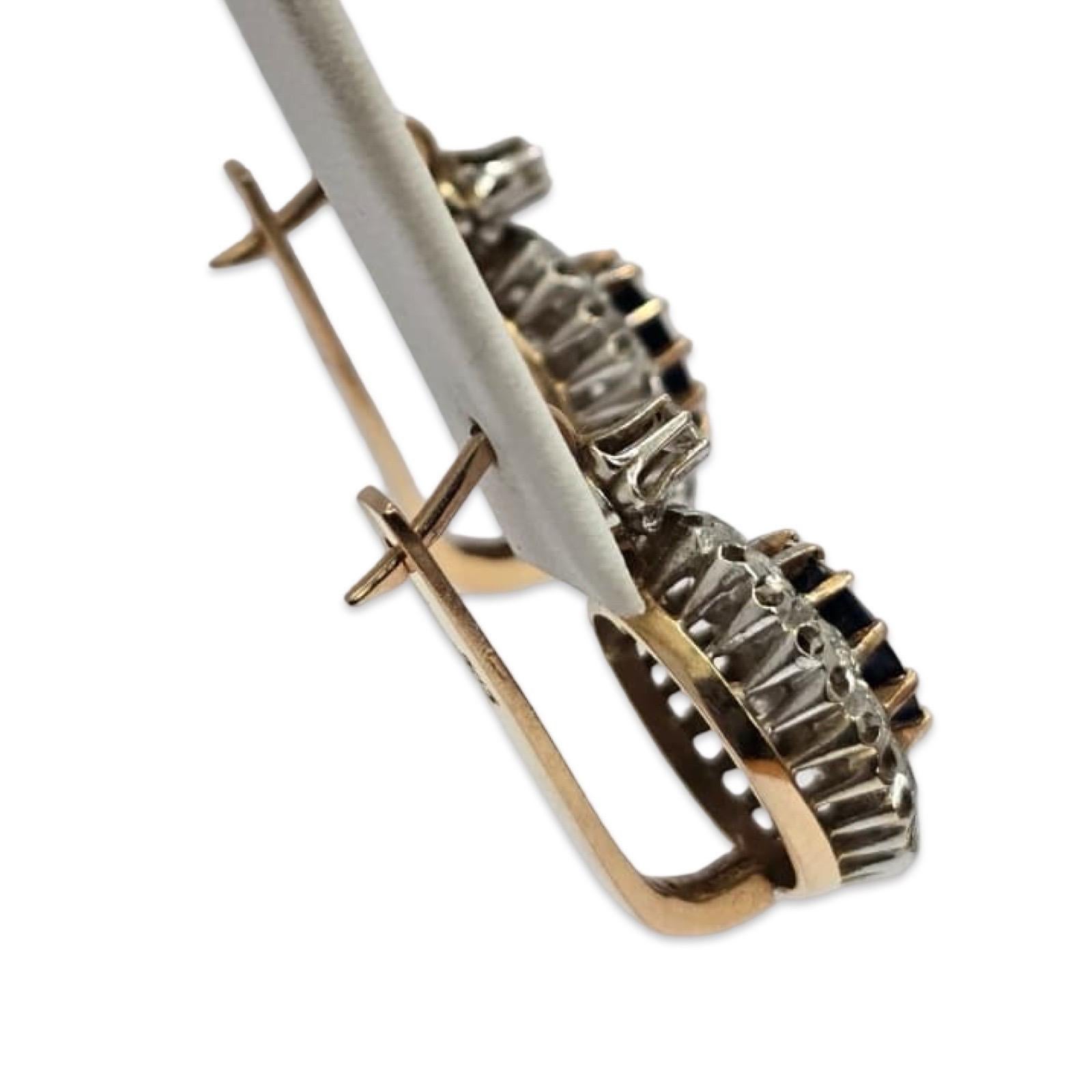 Orecchini a goccia d'epoca in oro 14K con zaffiro blu reale e diamante da 5 carati in vendita 1