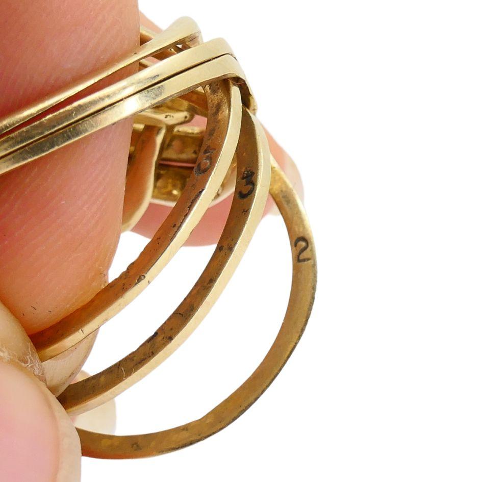 Vintage 14k Gold 6 Band Puzzle Ring sz 11 For Sale 9