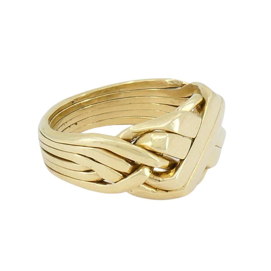 Women's or Men's Vintage 14k Gold 6 Band Puzzle Ring sz 11 For Sale