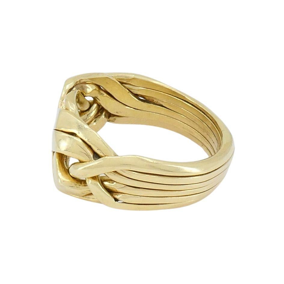 Vintage 14k Gold 6 Band Puzzle Ring sz 11 For Sale 1