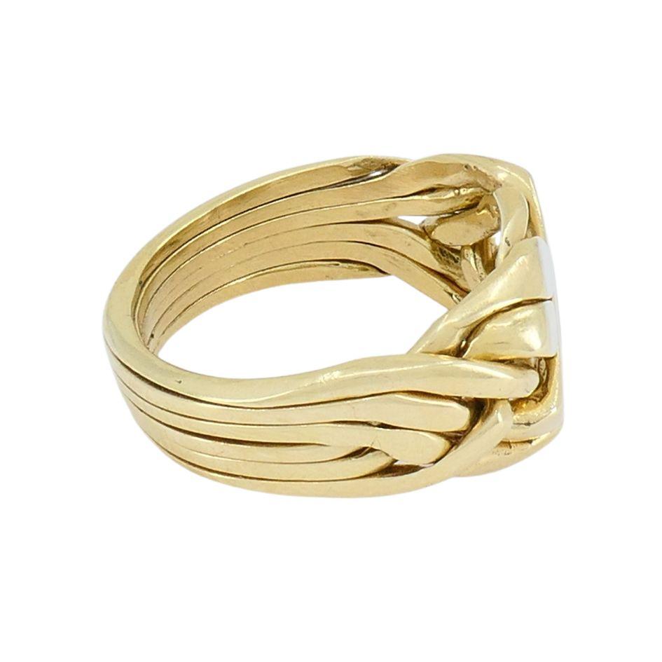 Vintage 14k Gold 6 Band Puzzle Ring sz 11 For Sale 2