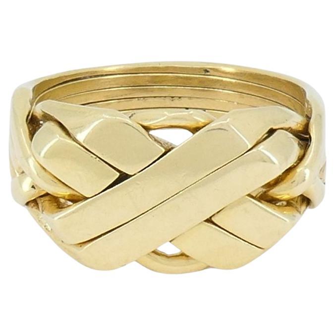 Anillo rompecabezas vintage de oro de 14k de 6 bandas sz 11