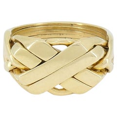 Vintage 14k Gold 6 Band Puzzle Ring sz 11