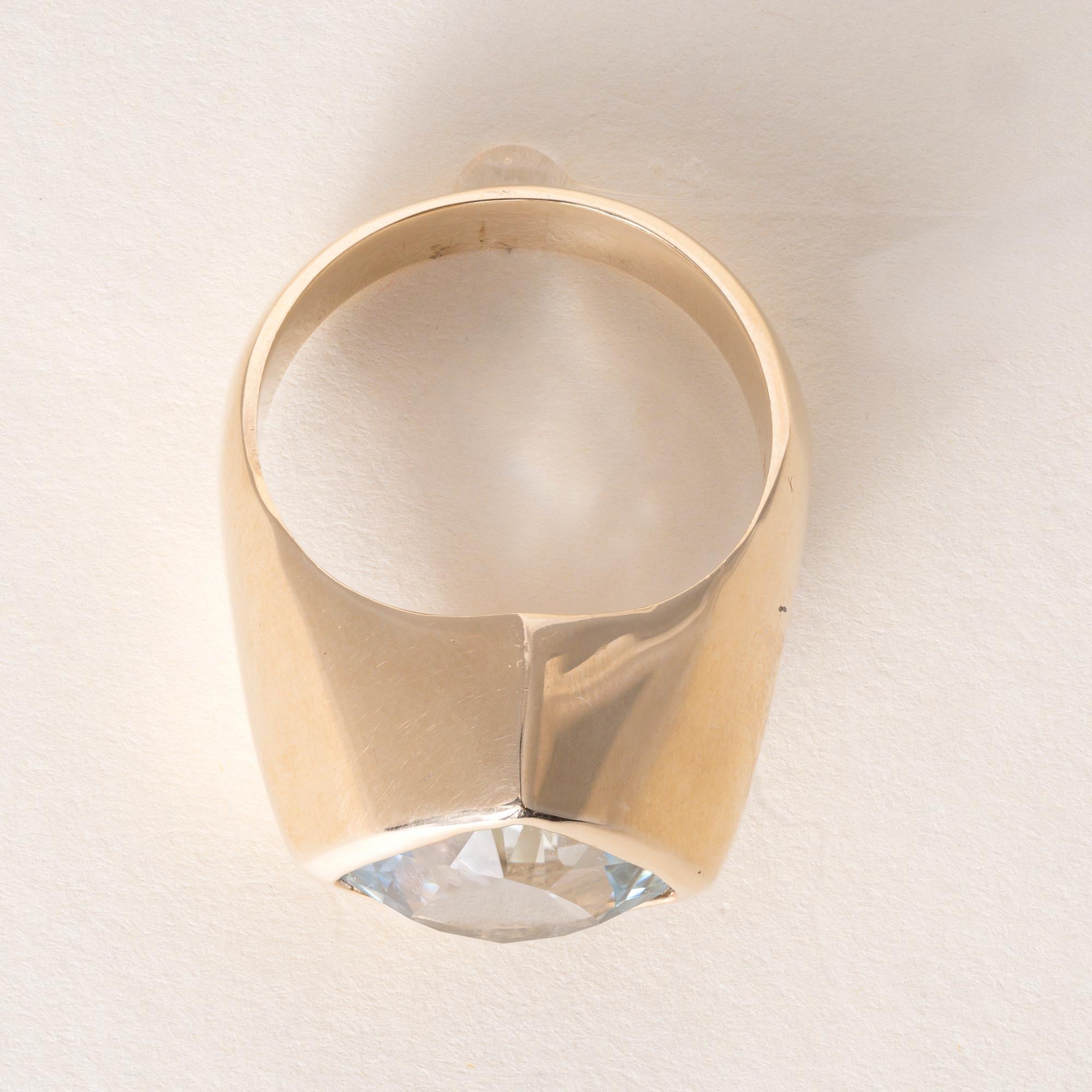 Vintage 14K Gold 6 Karat Drachenschliff Aquamarin Signet Ring für Damen oder Herren im Angebot