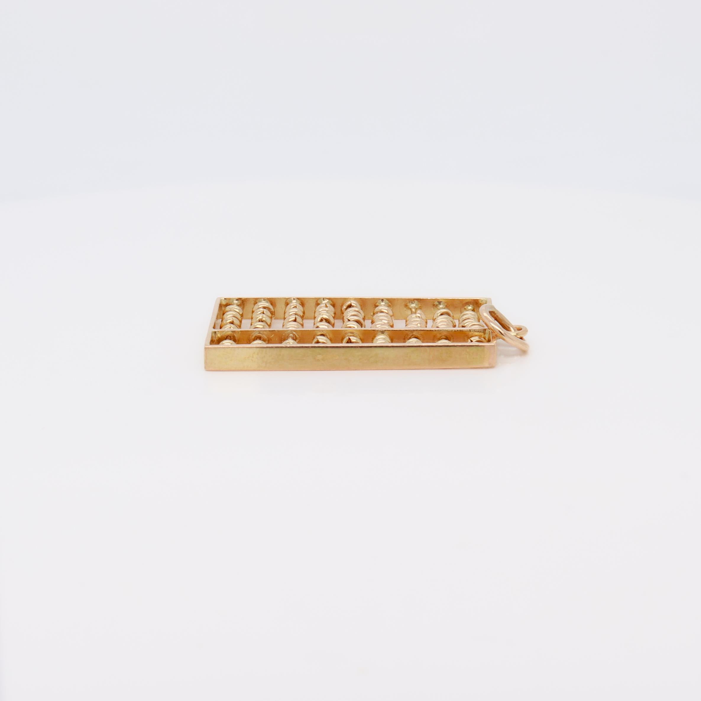 Vintage 14K Gold Abacus Charm or Pendant en venta 8