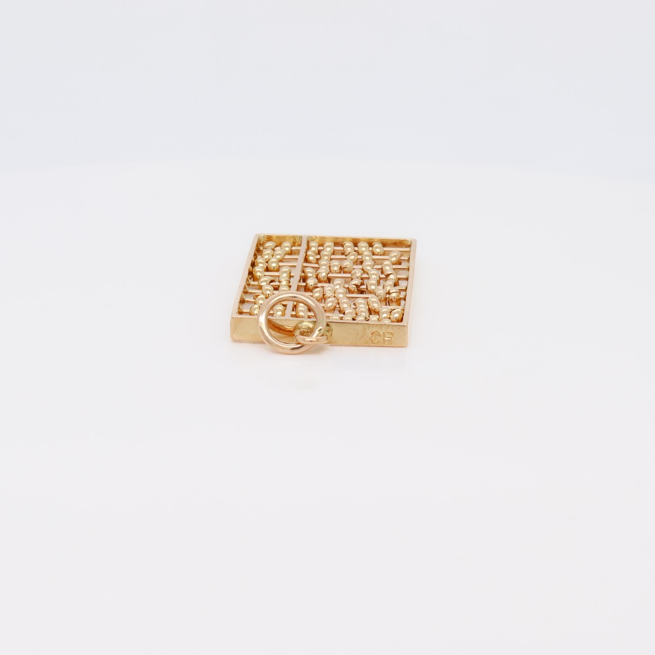 Vintage 14K Gold Abacus Charm or Pendant en venta 9